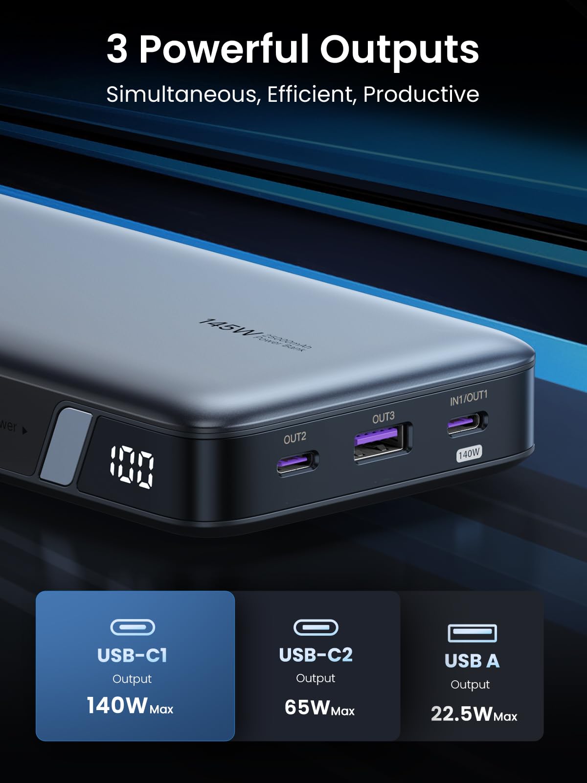 (Bundle) 145W Power Bank + 240W USB-C Cable